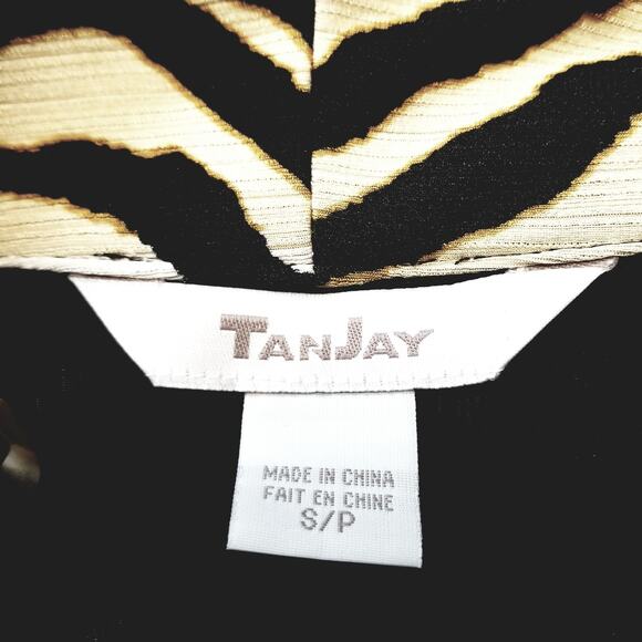 NWT's Tan Jay Black Jacket w/Animal Print Trim on Front Neck Cuffs Size S/P - Picture 7 of 10